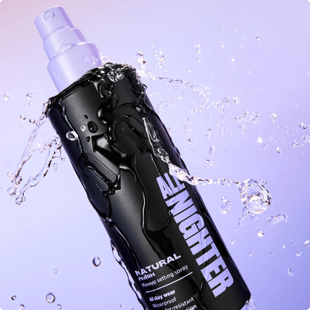 2025 urban decay luxe brand setting spray black and purple bottle